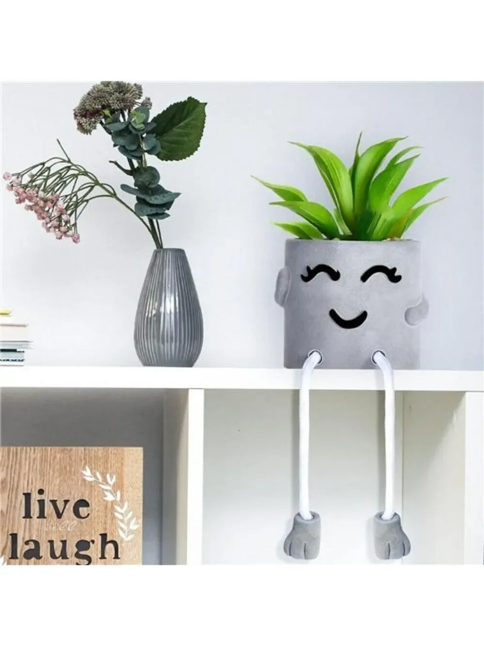 Artificial succulent potted plant cute faux desk decor for office bedroom shelf